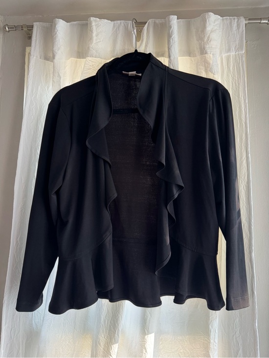 Dress Barn Tops - Dress Barn Black Ruffle-Front Open Blazer